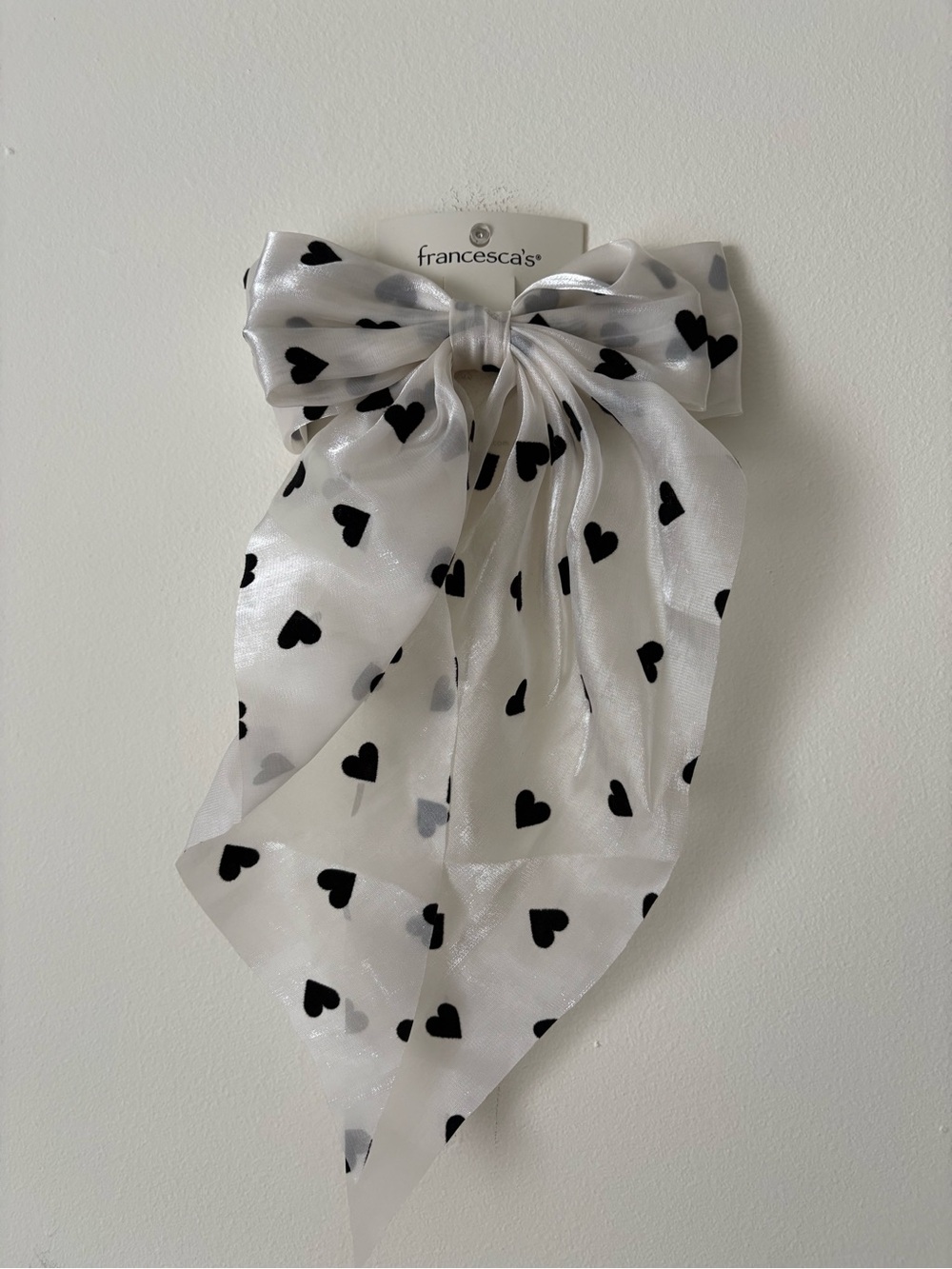 Francesca’s Jessica Heart Print Bow Hair Barrette